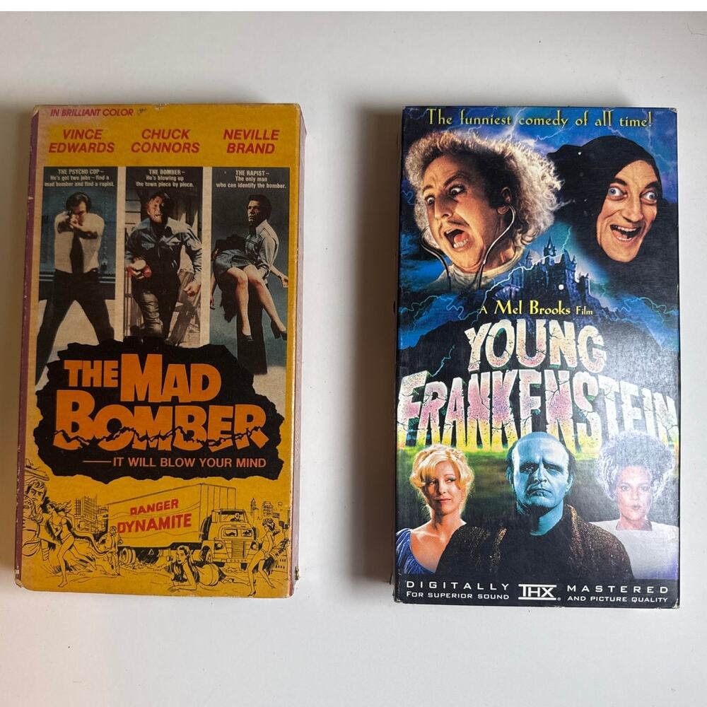Vintage VHS Cult Classics Young Frankenstein Mad Bomber Lot Halloween Decor